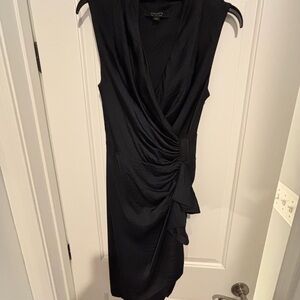 All Saints Navy Blue Cancity Asymmetrical Wrap Dress